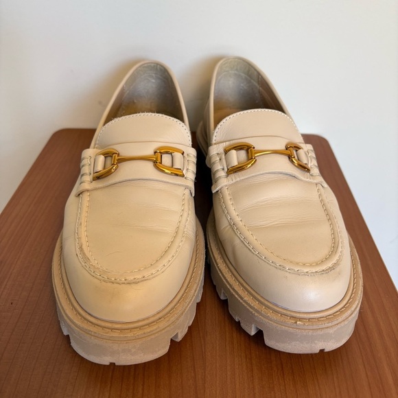 Zara Horse Bit Cream Chunky Soft Academia Loafers with Gold Accent - size 40 - Picture 5 of 8